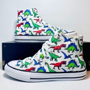 Converse Ctas Dino/Dinosaur Red/Blue/Green/White Animal Print High Tops NEW